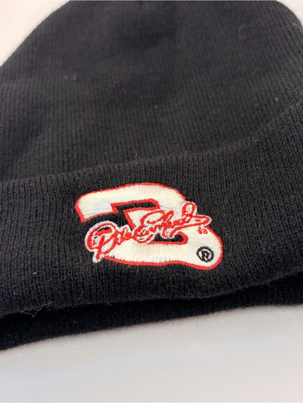 Dale Earnhardt Sr #3 NASCAR Black Knit Cuff Beanie Hat Vintage 90s Embroidered